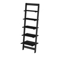 Black Wooden 5-Shelf Leaning Ladder Bookcase F8694