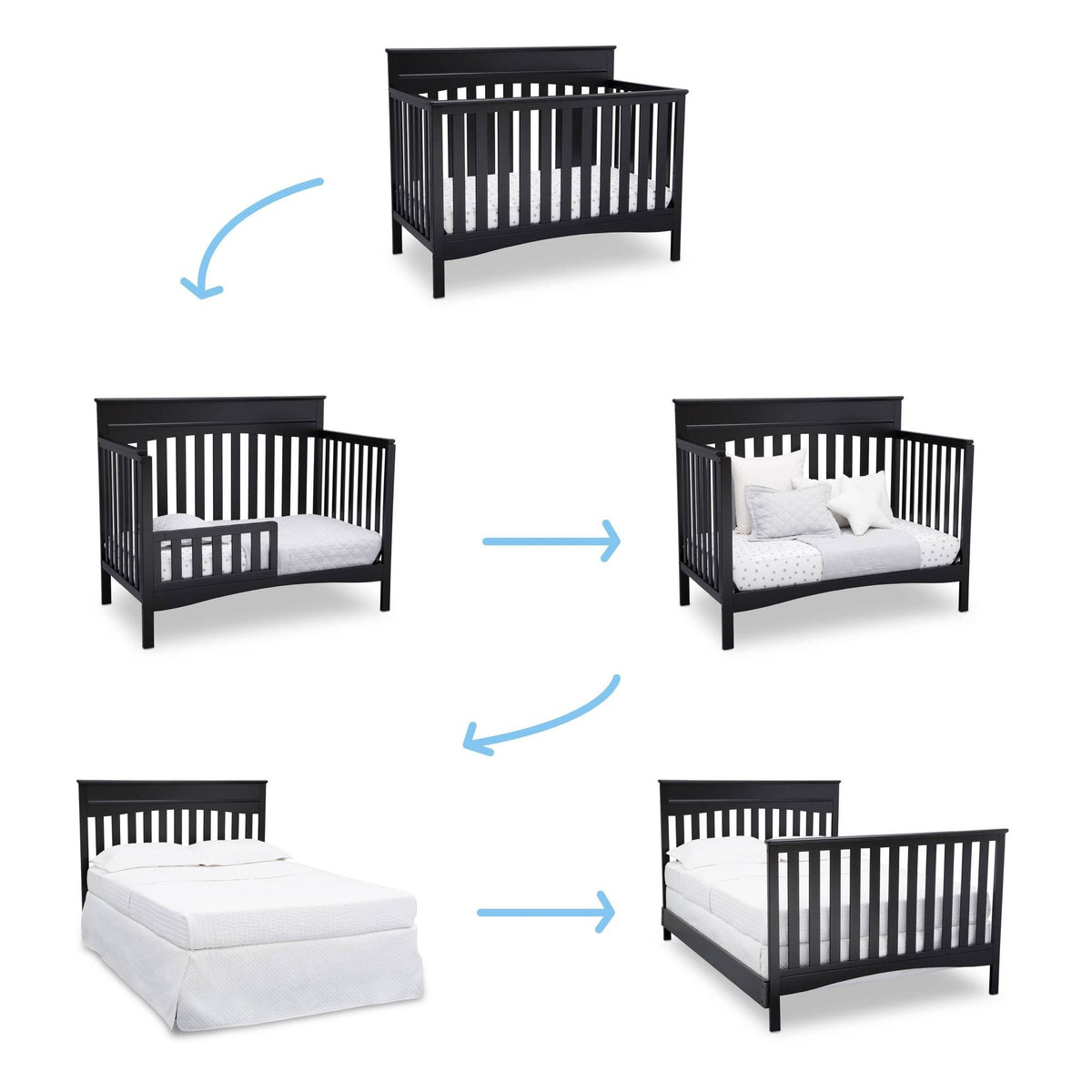 Black 4-in-1 Convertible Crib O26649