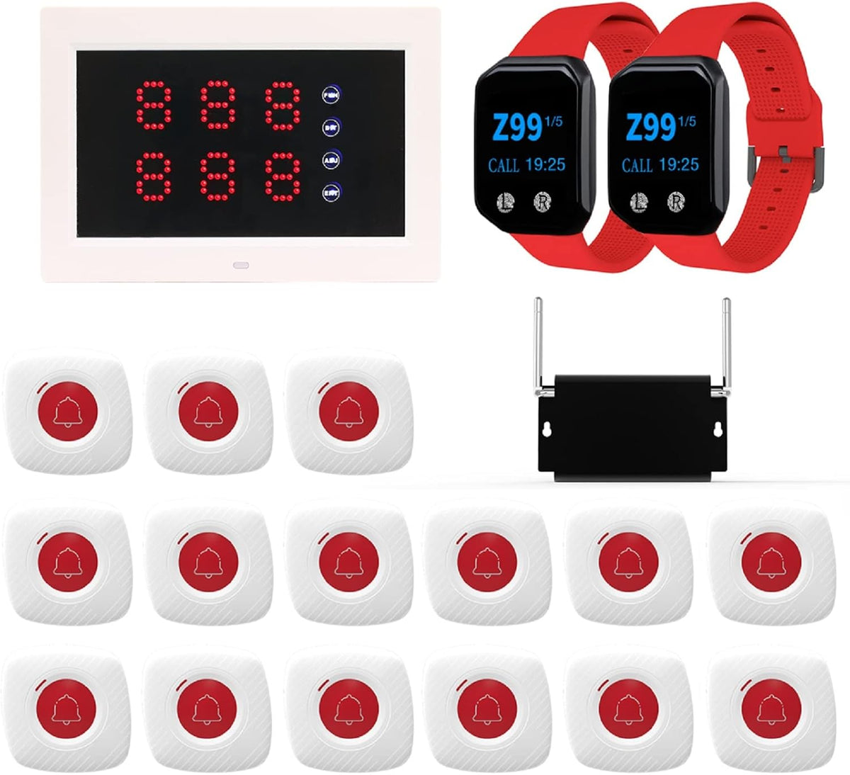 Wireless Calling System with 1 Number Display and 10 Waterproof Call Buttons H971456