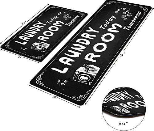 Non Slip Large Laundry Rug 20x47inch Black G708664