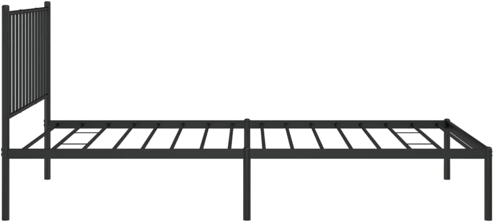 Black Metal Bed Frame with Headboard 39.4"x78.7" A55326