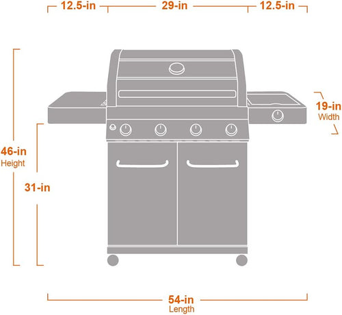 4-Burner Cabinet Style Natural Gas Grill, Stainless Steel Y566