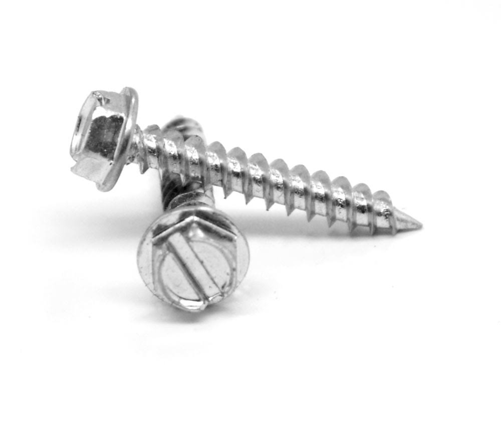 #8-18 x 2 1/4 Sheet Metal Screw Slotted Hex Washer Head Zinc Plated B124