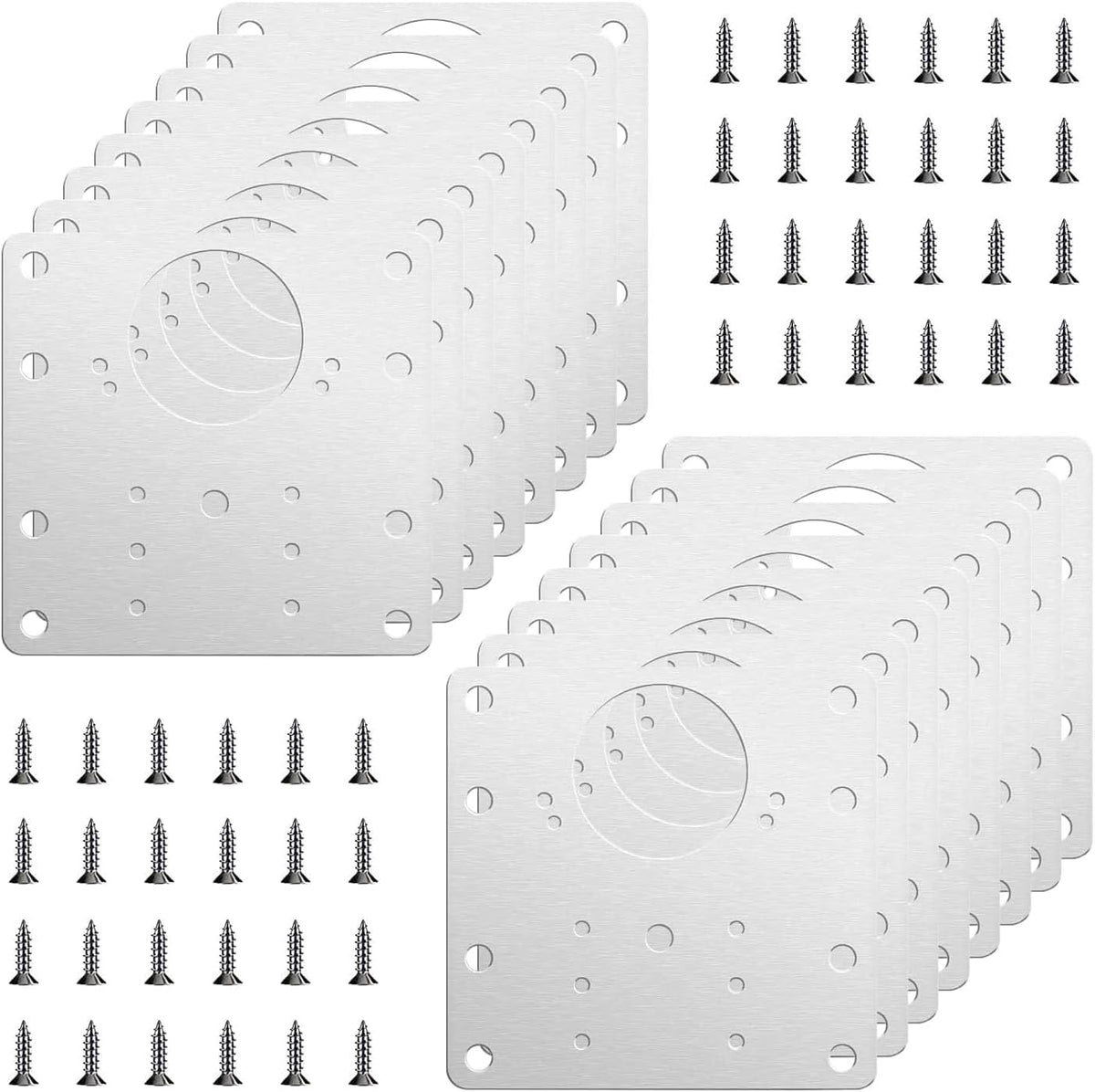 16pack Stainless Steel Cabinet Hinge Repair Plate kit with Mounting Screws U49379