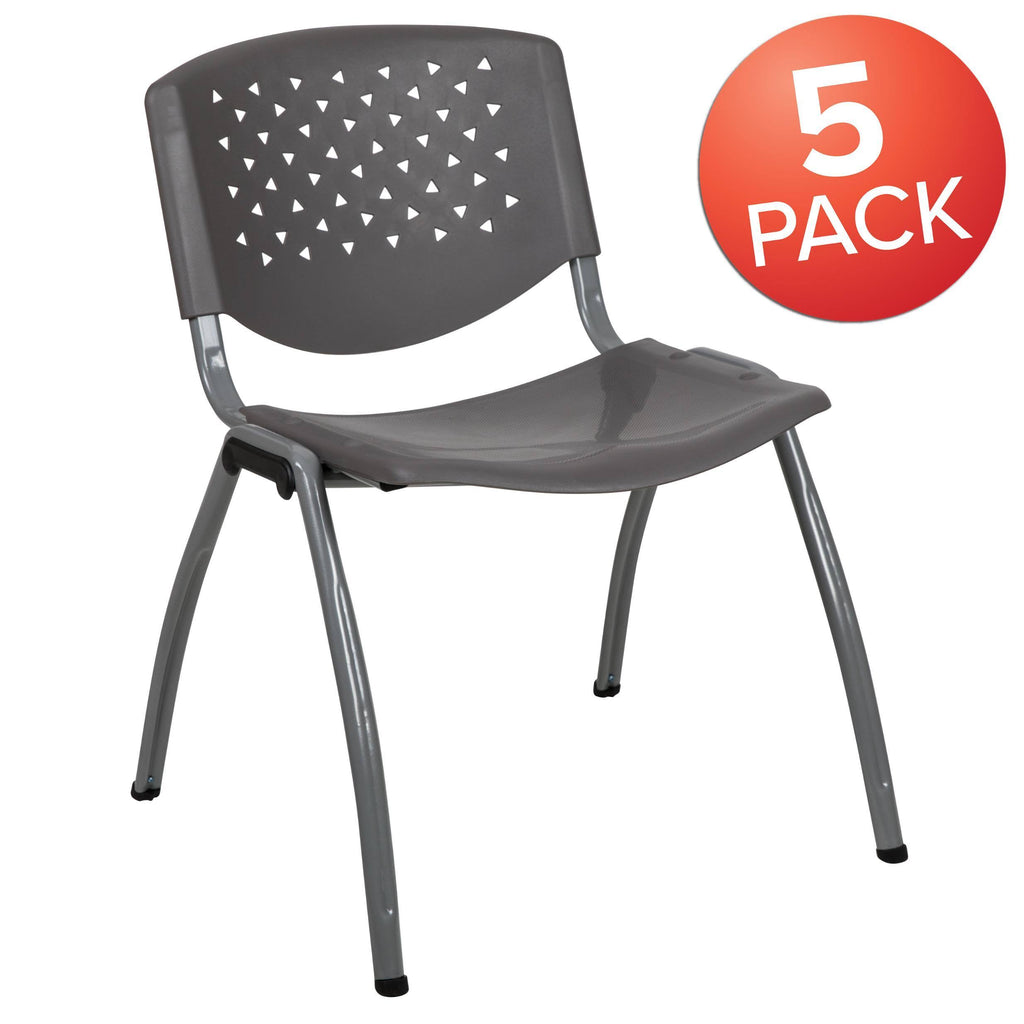 Orange Plastic Stack Chair with Titanium Frame R95493