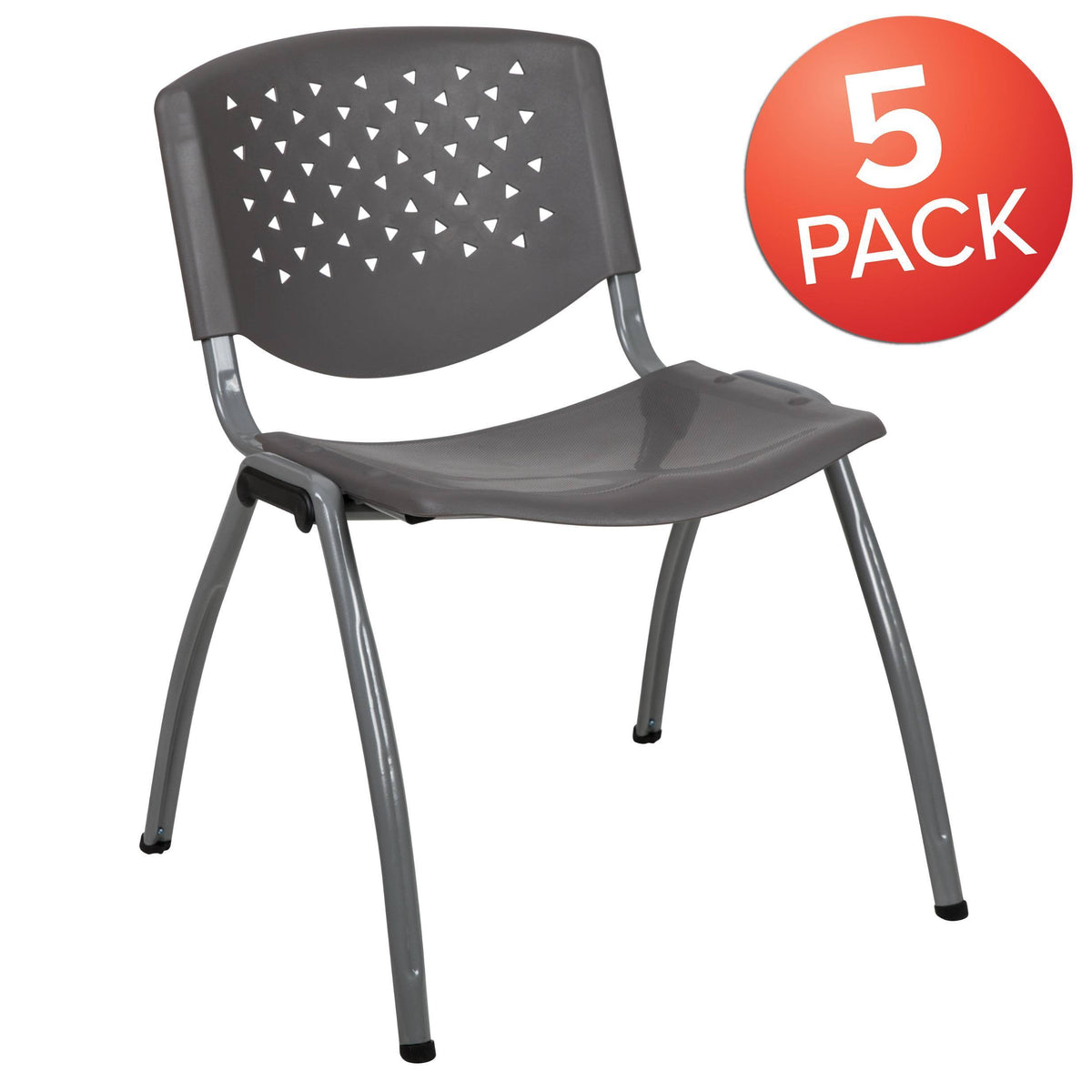 Orange Plastic Stack Chair with Titanium Frame R95493