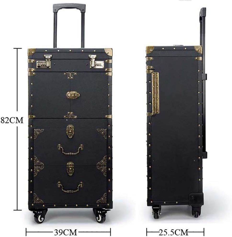 Rolling Lockable Makeup Train Case with Hair Dryer Holder C819
