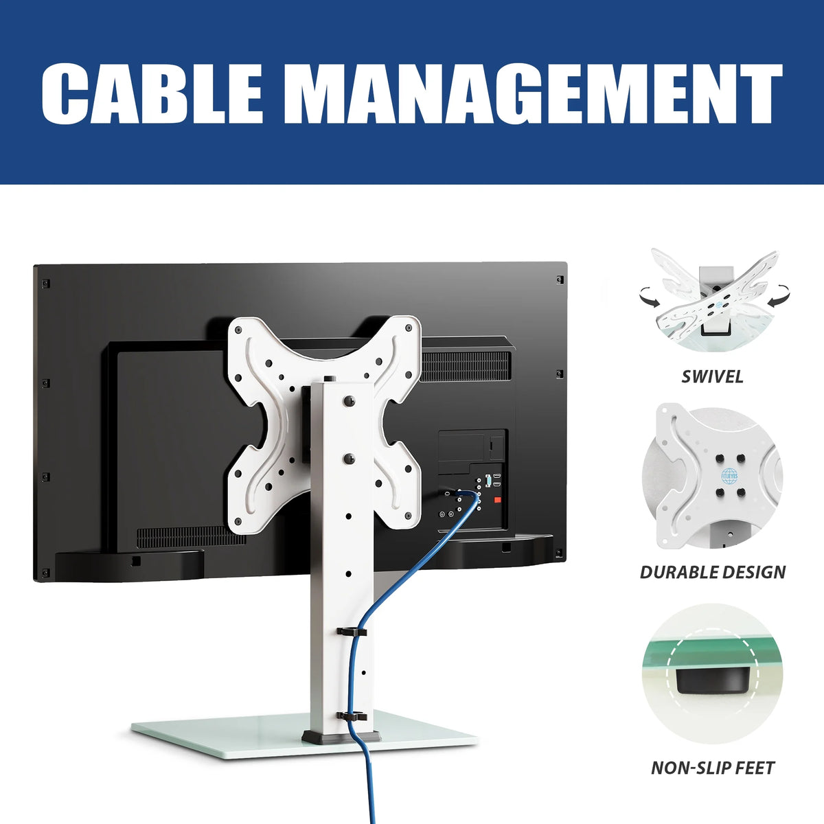 White Universal TV Stand Tabletop TV Base with Swivel Mount for 19''-40" inch Flat Screen Tvs S850250