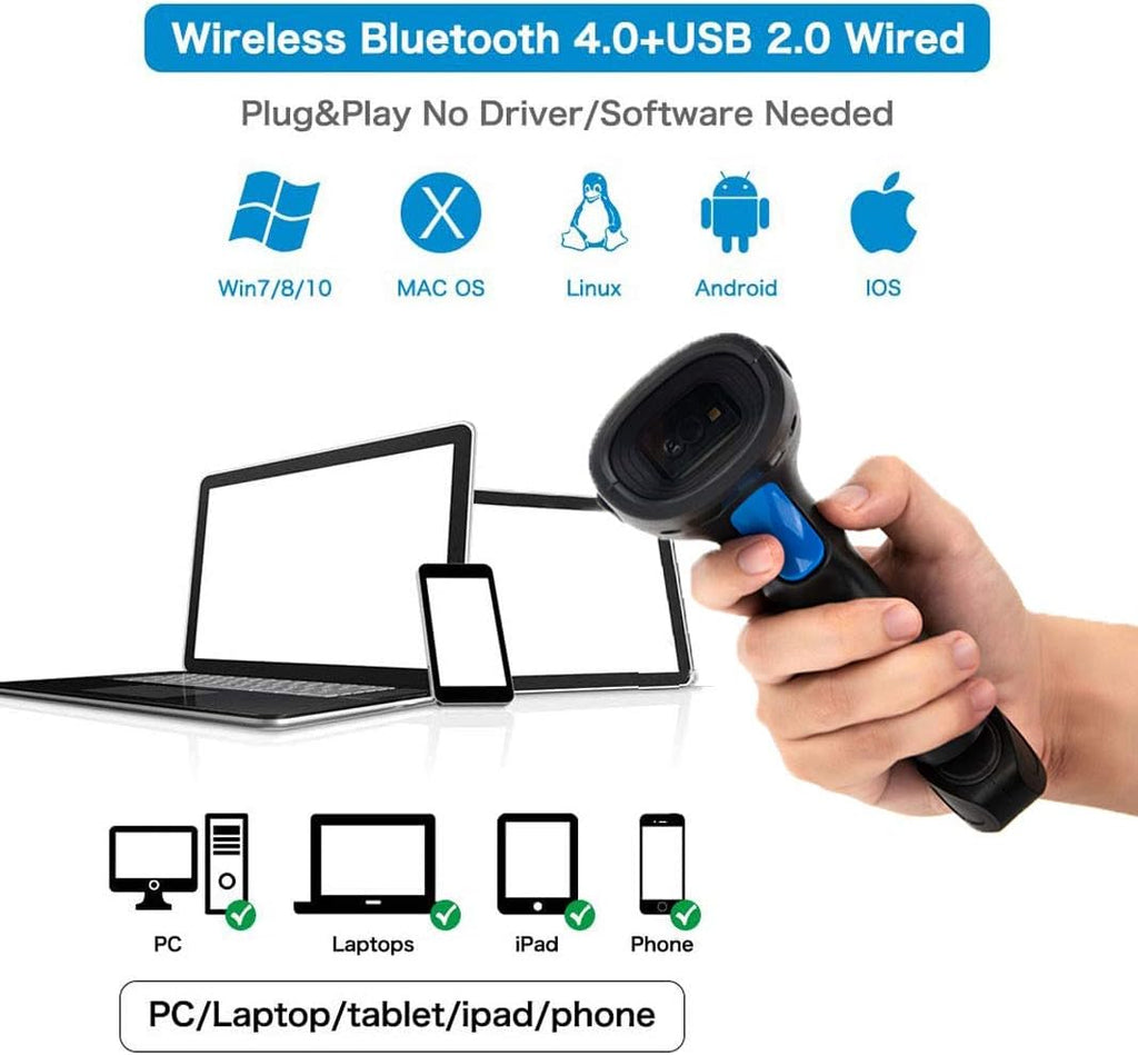 2D Wireless Barcode Scanner USB Rechargeable R681