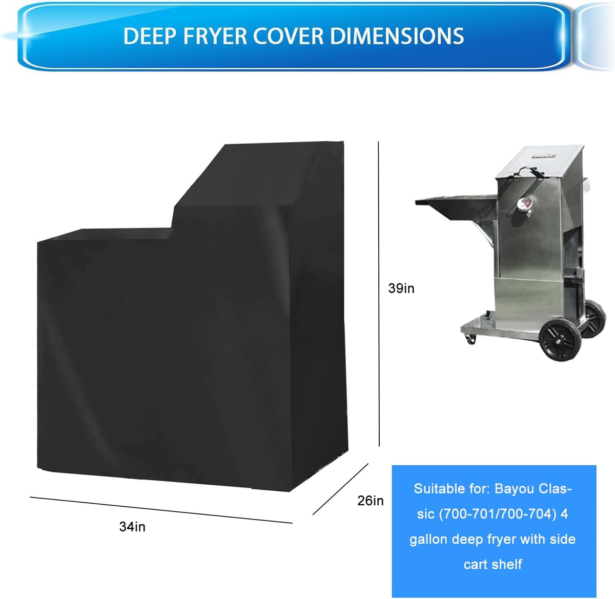 Black Deep Fryer Cover for 4 Gallon Deep Fryer V3468
