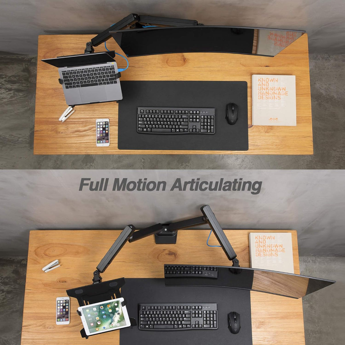 Laptop and Monitor Arm with 2 Full Motion Adjustable Arms W7944