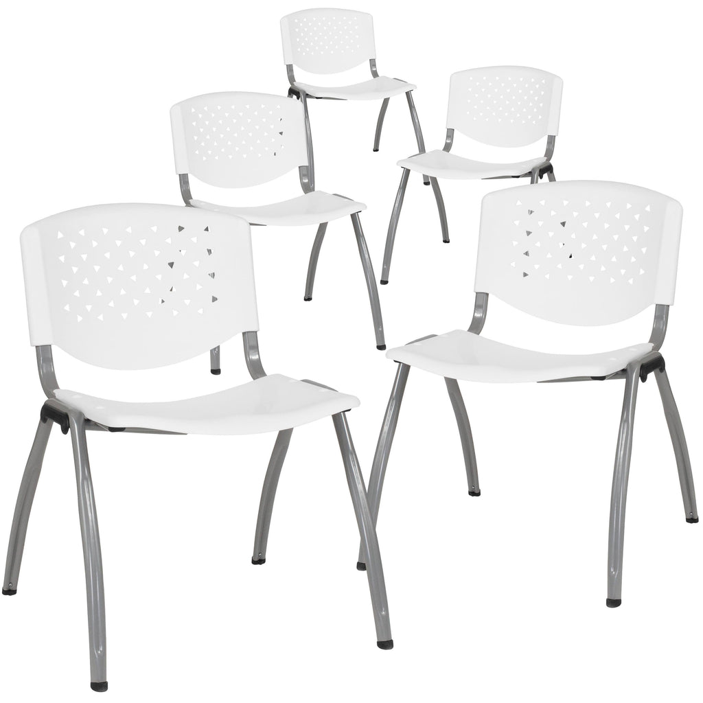 Orange Plastic Stack Chair with Titanium Frame R95493