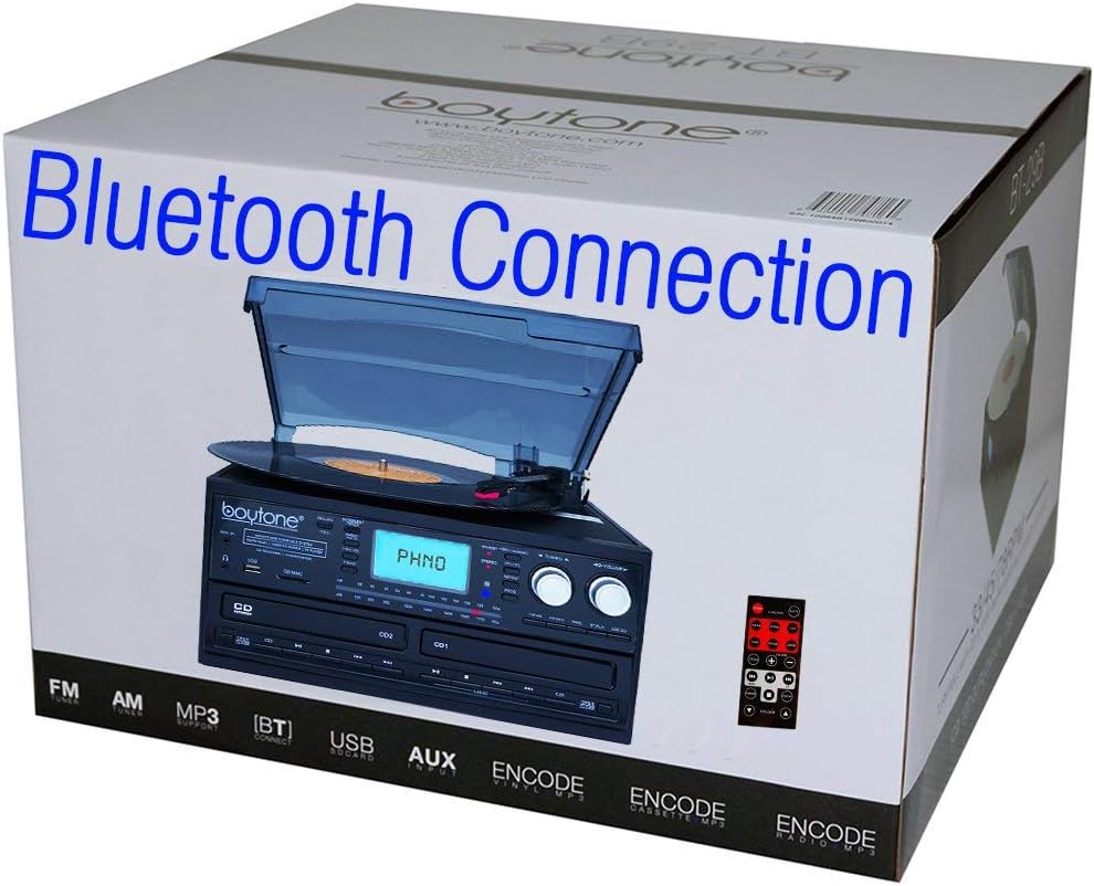 Bluetooth Dual CD Player AM/FM Radio Turntable Record Player with Cassette Player G164955