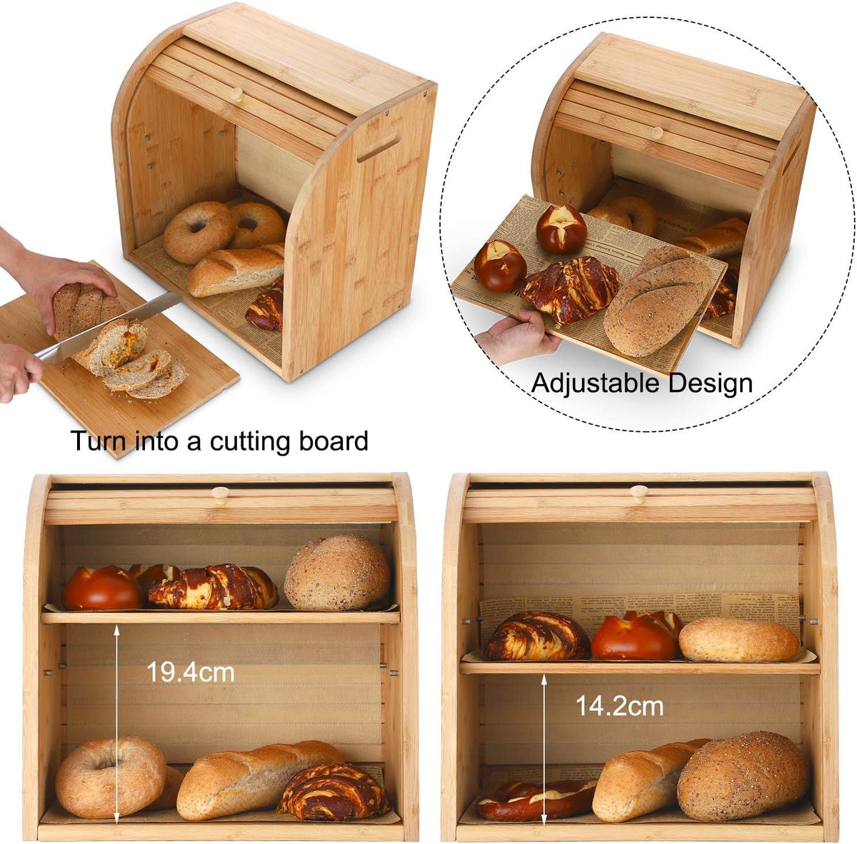 Bamboo 2 Layer Bread Box W71939