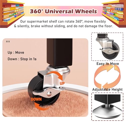 5 Tier White Display Rack with Wheels Q702328