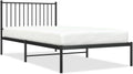 Black Metal Bed Frame with Headboard 39.4"x78.7" A55326