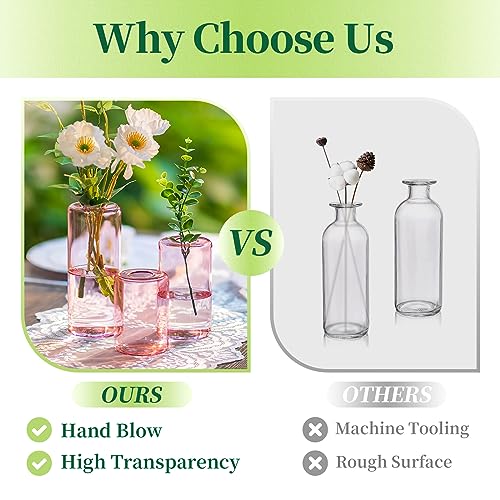 12pcs Pink Glass Bud Vases V302