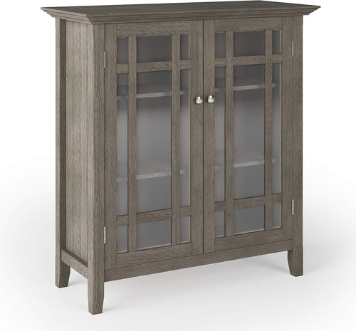 39 inch Rustic Medium Storage Cabinet with 2 Tempered Glass Doors N2606