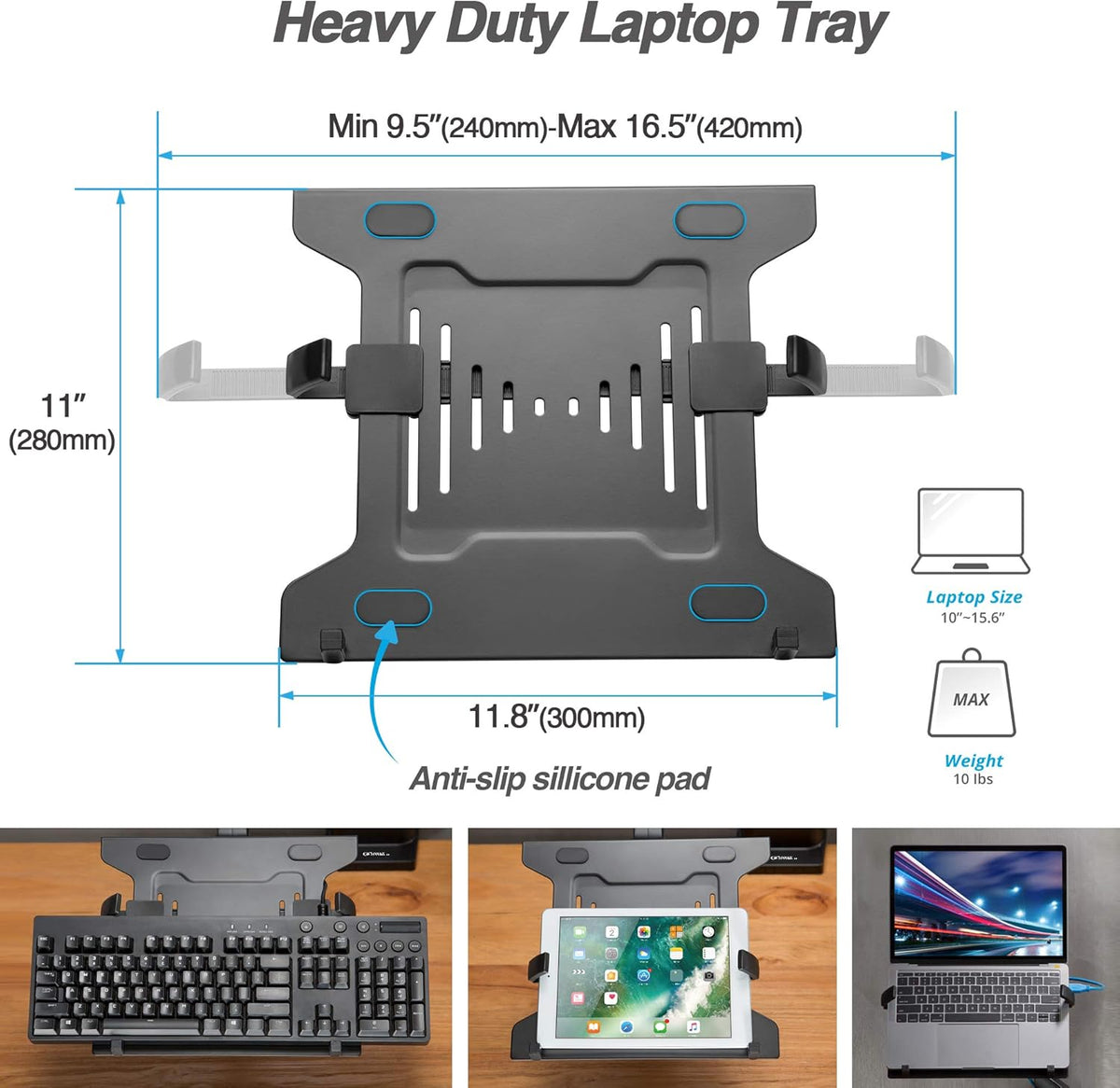 Laptop and Monitor Arm with 2 Full Motion Adjustable Arms W7944