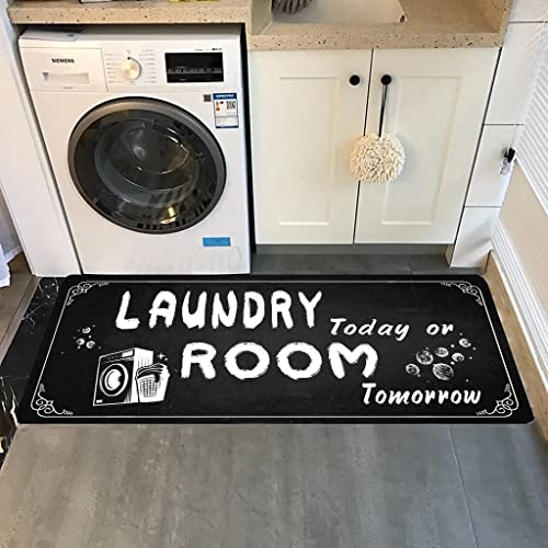 Non Slip Large Laundry Rug 20x47inch Black G708664