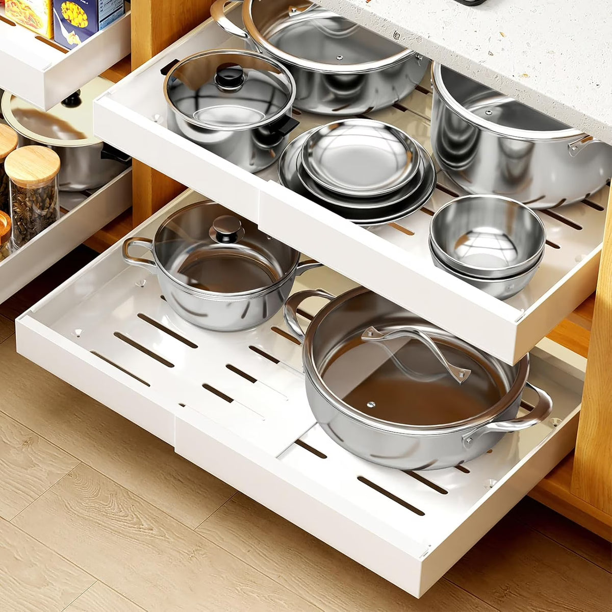 2-Pack Expandable 21Deep Cabinet Organizer with Raising Pad H904951