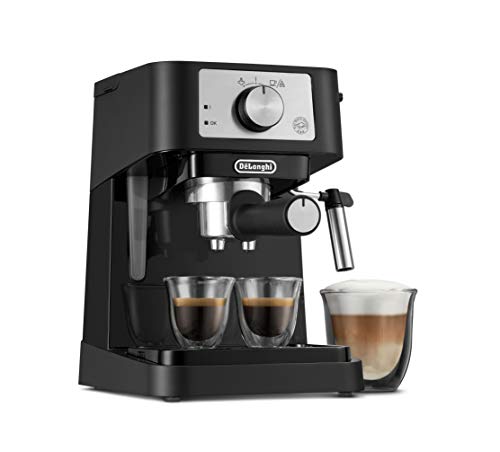 Black Manual Espresso Machine with Milk Frother Steam Wand O826059