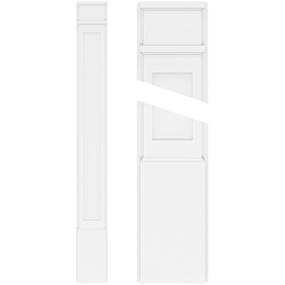 Flat Panel PVC Pilaster with Decorative Capital & Base (Pair) U152