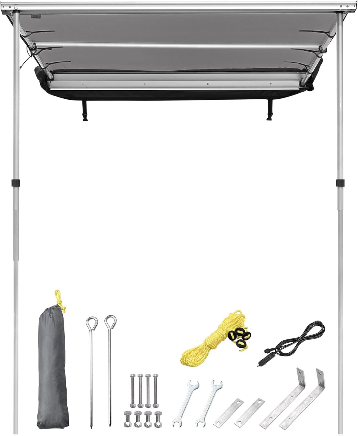 6.6x8.2' Pull Out Car Side Awning with LED Light Beige W8587