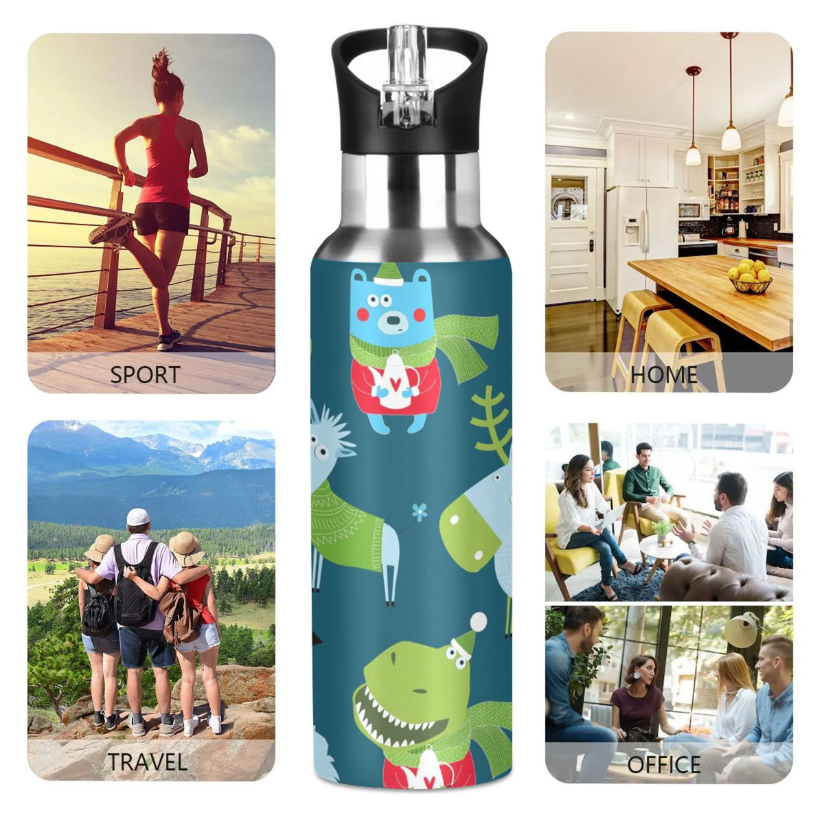 Stainless Steel Insulated Water Bottle with Straw Lid A996625