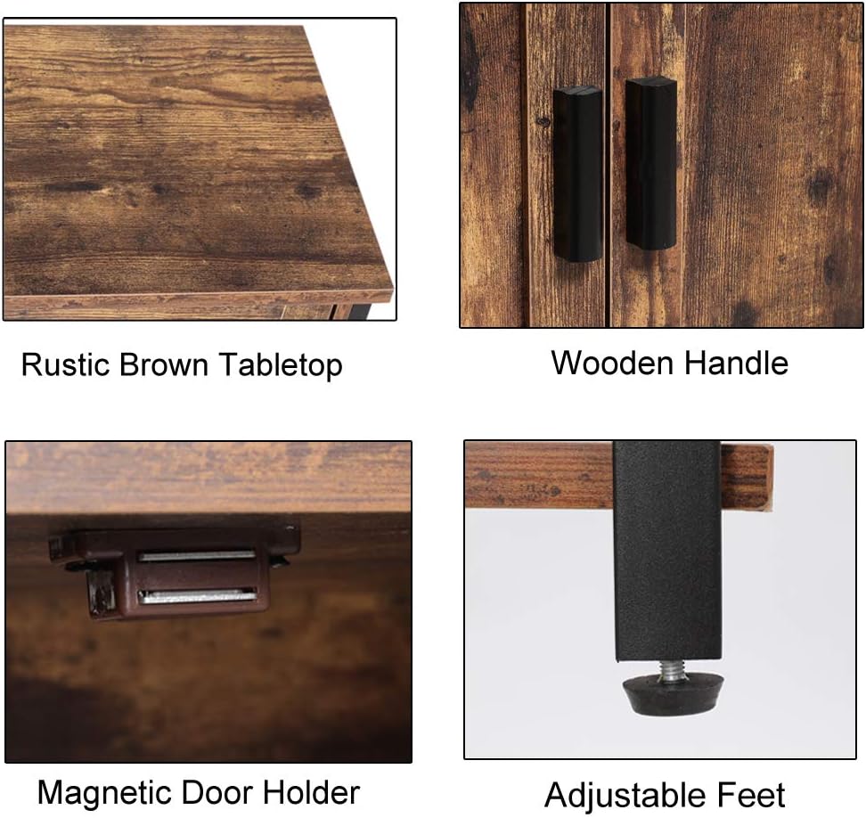Rustic Brown Free Standing Cabinet with 1 Shelf & 2 Doors B633