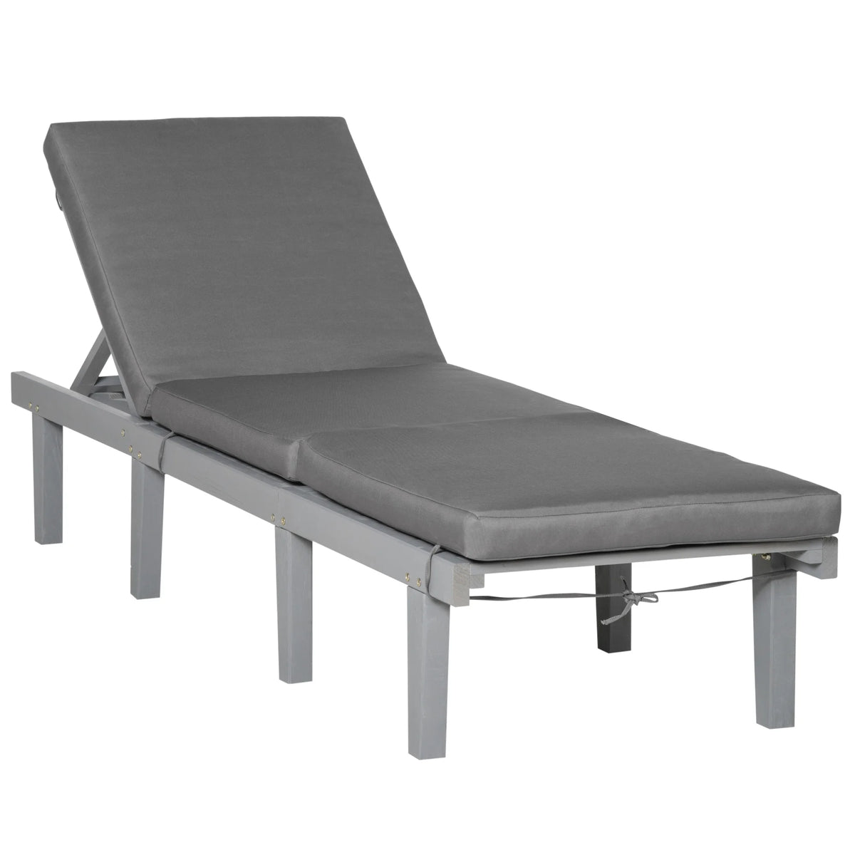 Grey 4-Position Adjustable Chaise Lounge Chair with Cushion P2208