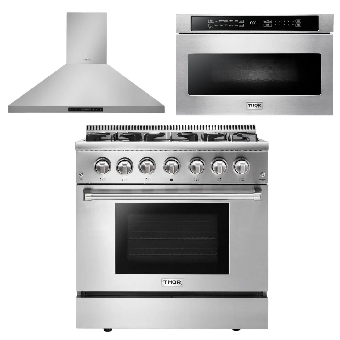 36 Propane Dual Fuel Range, Range Hood, Microwave G245448