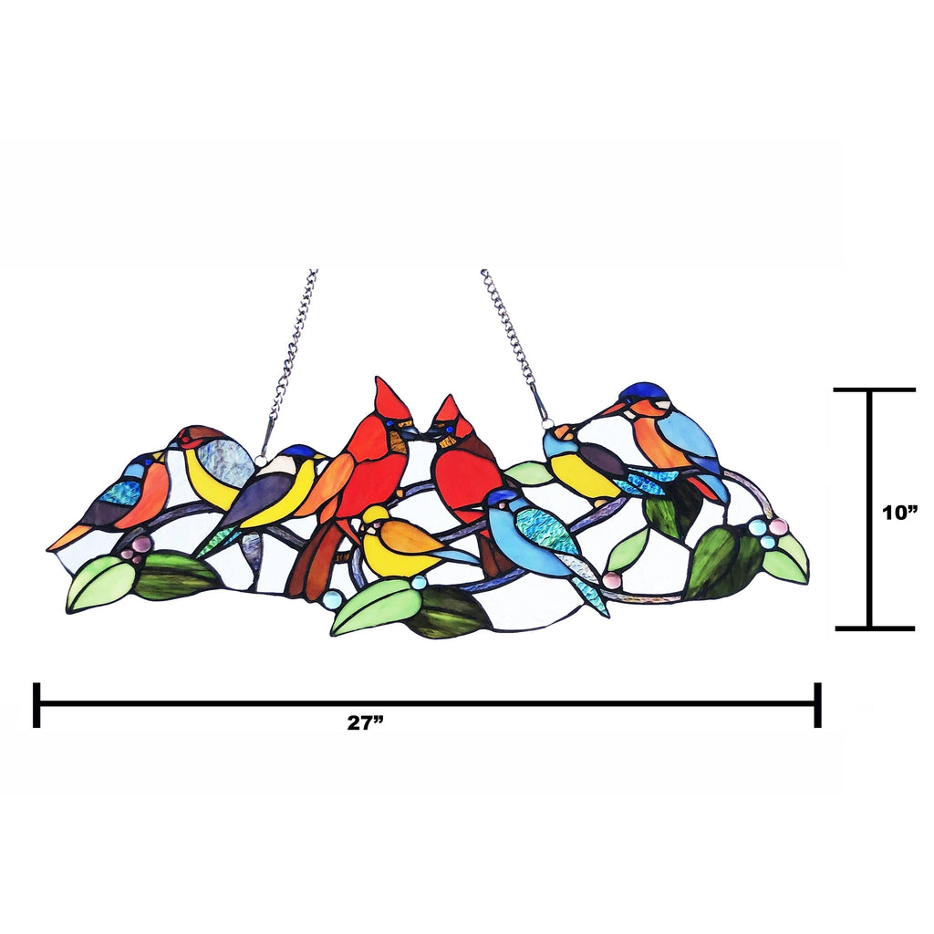 Glass Window Panel Suncatcher with Birds G451