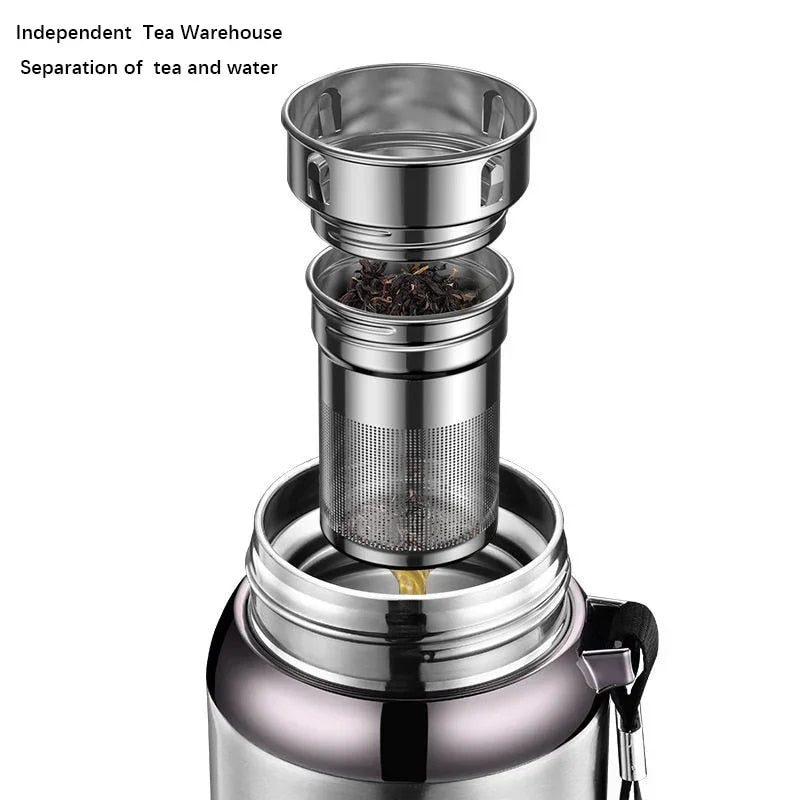 316 Stainless Steel Thermos Bottle Vacuum Flask With Tea Separation Filter LED Temperature Display Leakage-proof Cup 1.0L K195674