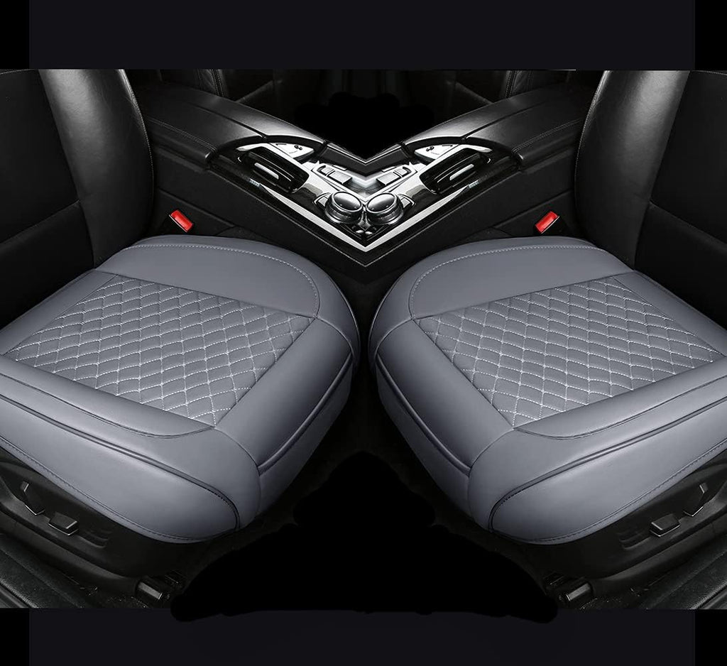 2PCS PU Leather Car Seat Cover Protector Front Seat Bottom Universal Beige Pack of 2 C2050