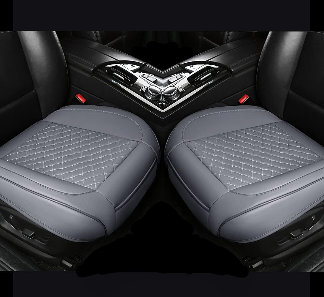 2PCS PU Leather Car Seat Cover Protector Front Seat Bottom Universal Beige Pack of 2 C2050