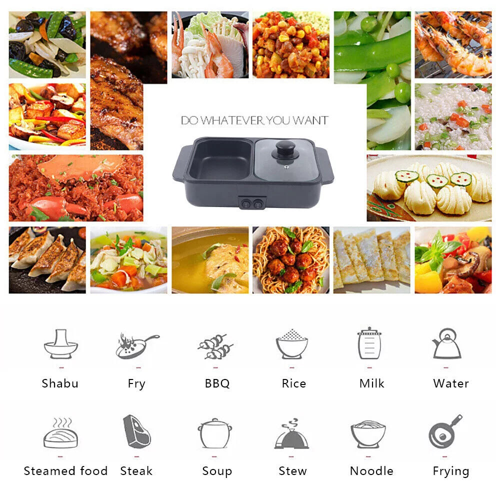 2 In 1 Portable Electric Hot Pot BBQ Grill Non-Stick H75108