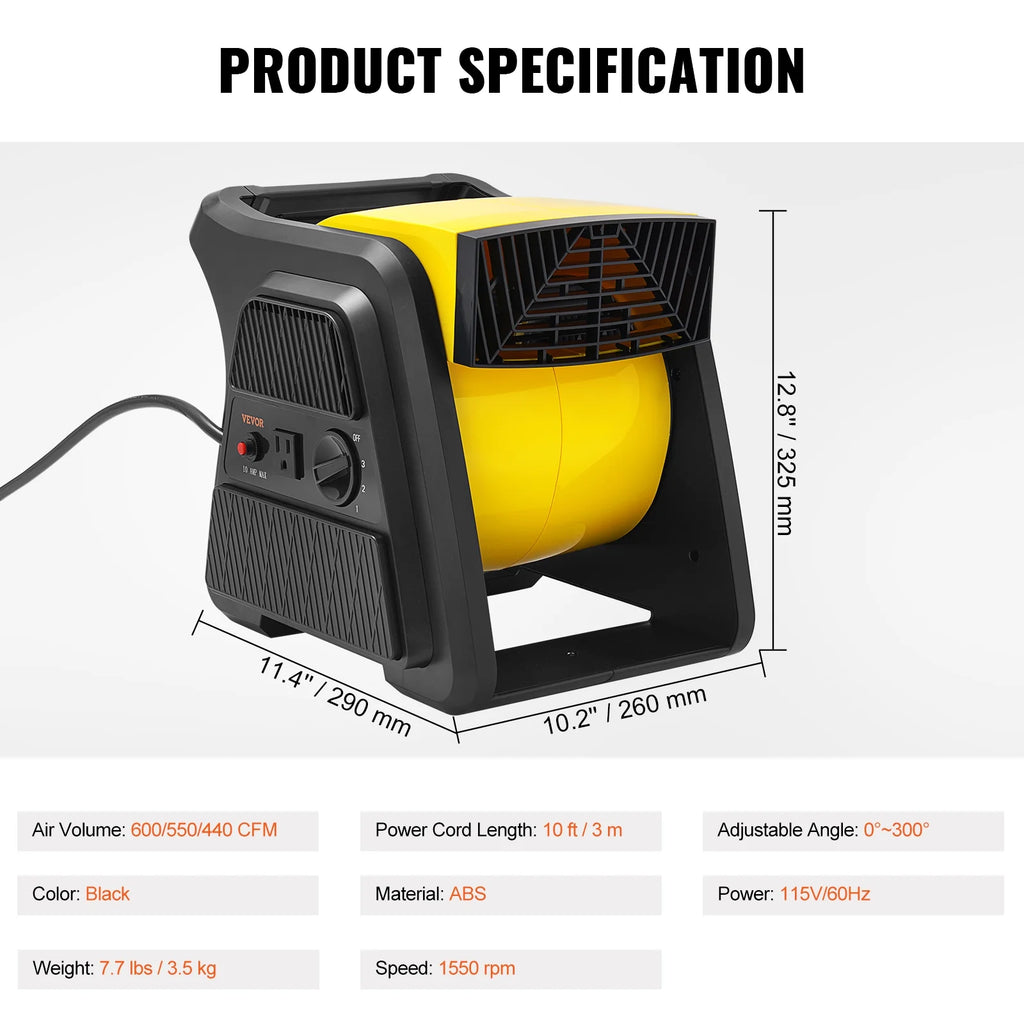 600 CFM 3-Speed Portable Floor Blower Fan J126137