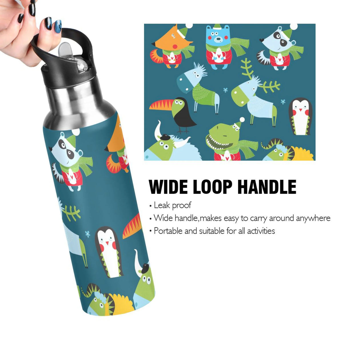 Stainless Steel Insulated Water Bottle with Straw Lid A996625
