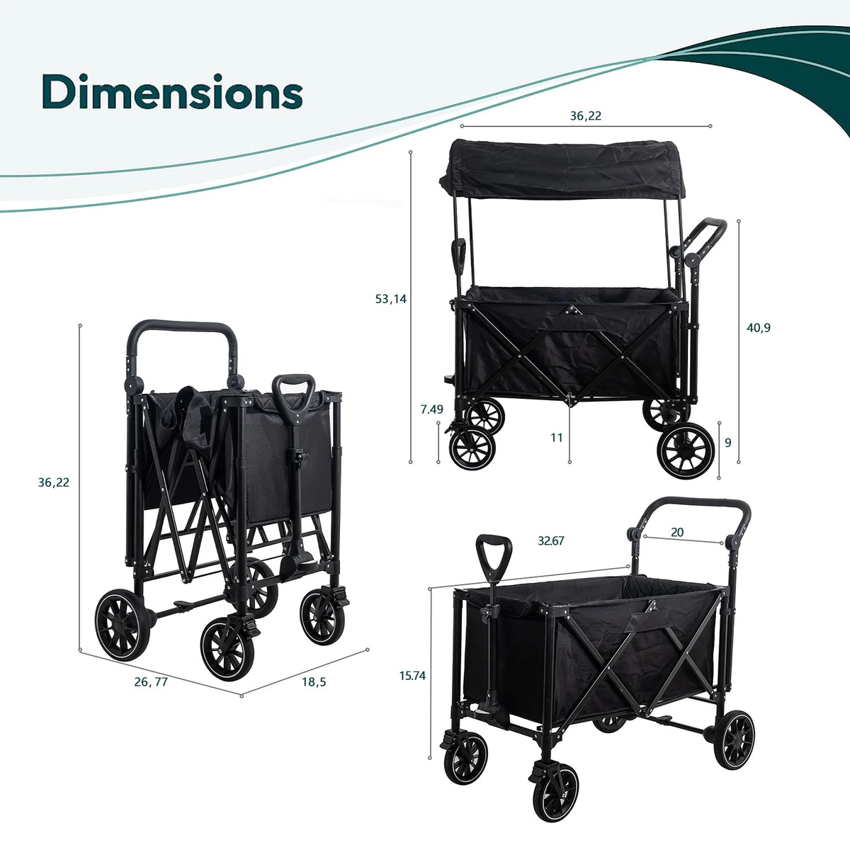 Folding Stroller Wagon with 5-Point Harnesses D3858