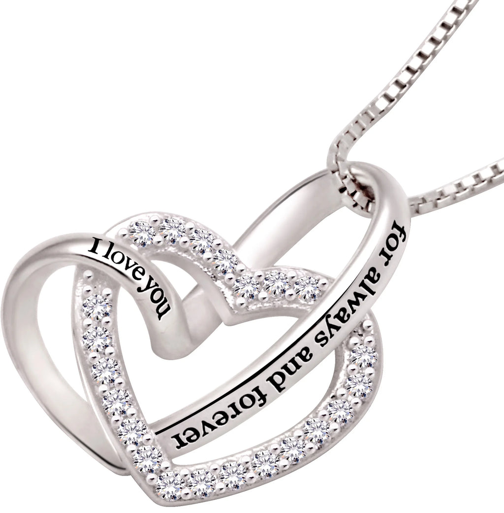Sterling Silver Cubic Zirconia Love Heart Necklace V6962
