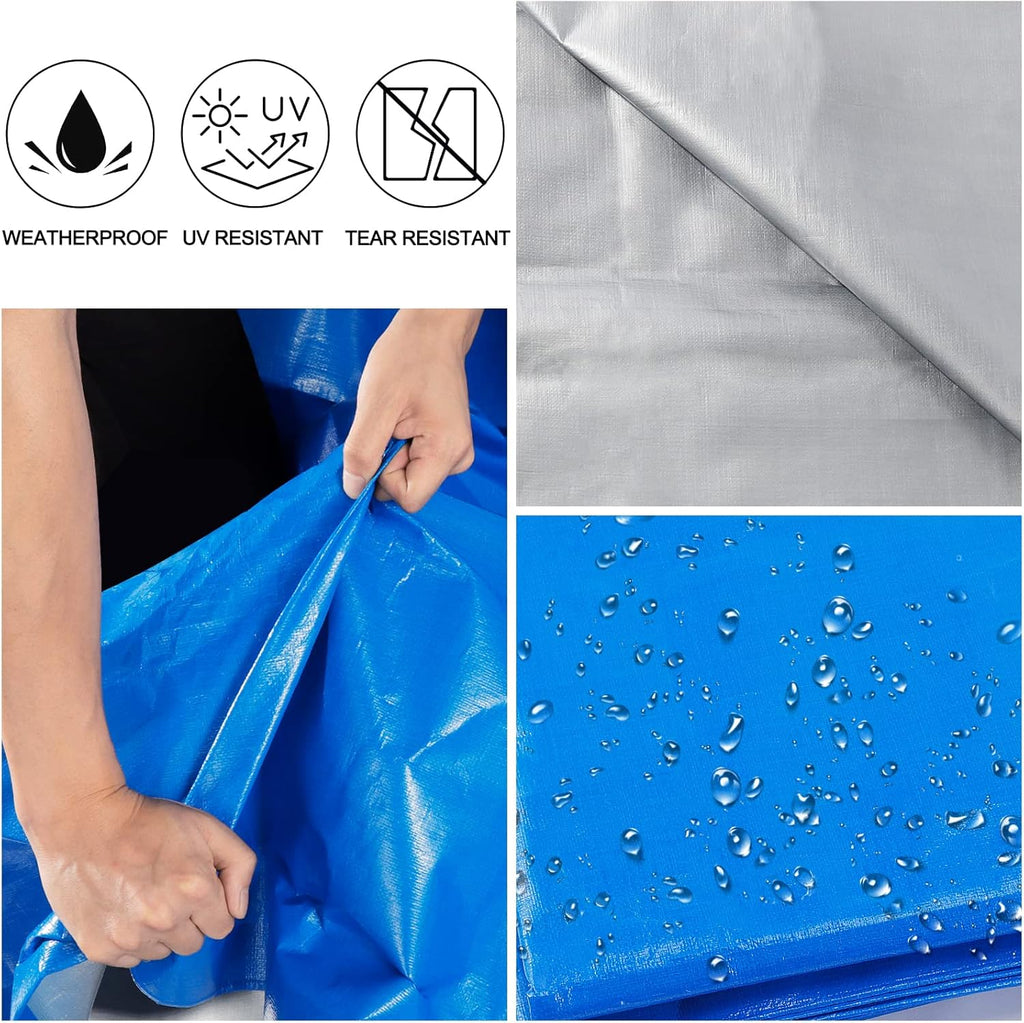 Blue 16x20 Heavy Duty Waterproof Plastic Tarpaulin with Metal Grommets V773172