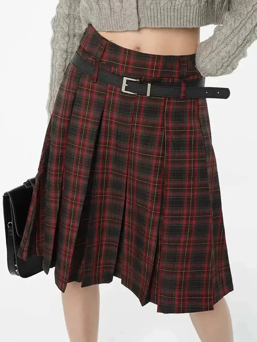 Dark Red Checkerboard Skirt R72085
