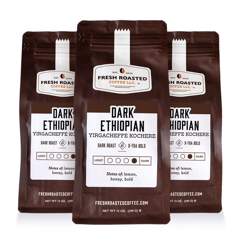 3 pack Dark Ethiopian Yirgacheffe Kochere Ground Coffee, 12 oz L16309