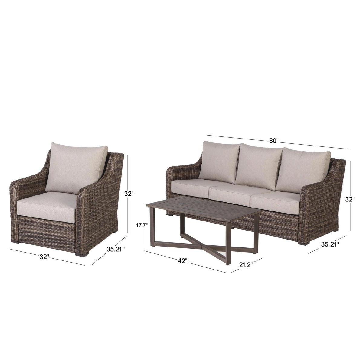 4-Piece Outdoor Conversation Set Brown O860645