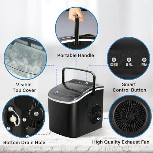 Portable Countertop Ice Maker with Ice Spoon and Basket E6478