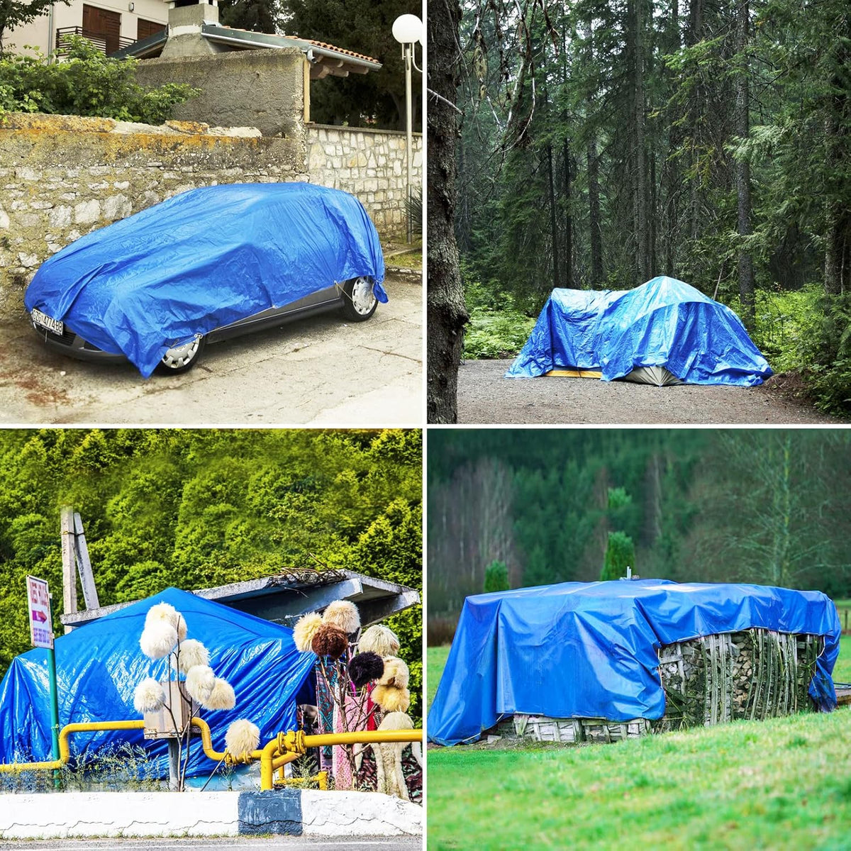 Blue 16x20 Heavy Duty Waterproof Plastic Tarpaulin with Metal Grommets V773172