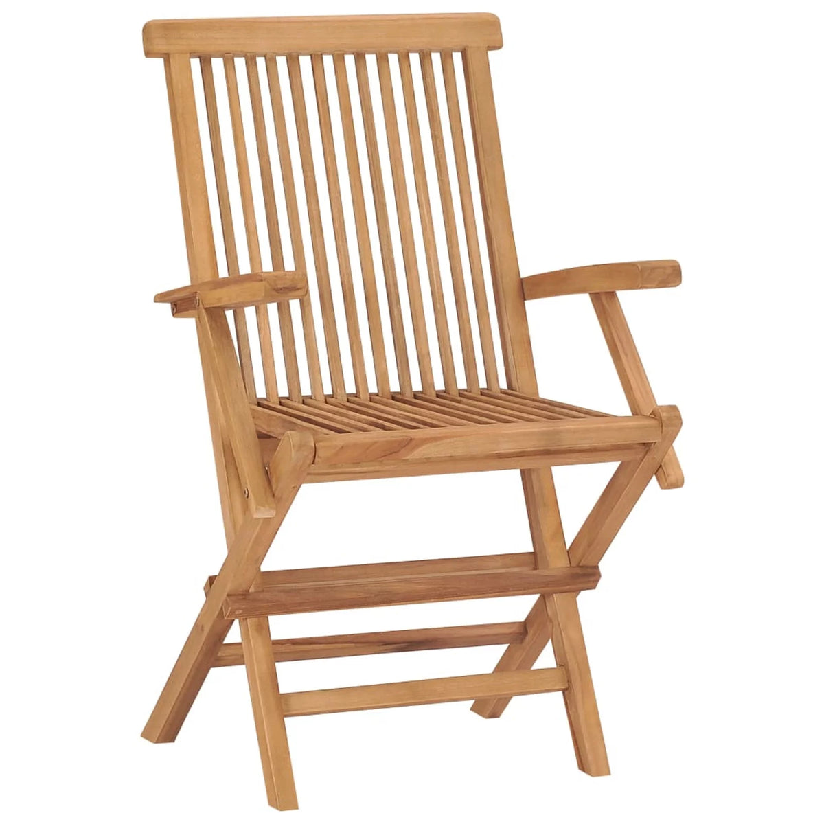 Set of 2 Cream White Cushion Teak Wood Foldable Outdoor Dining Chairs V8715