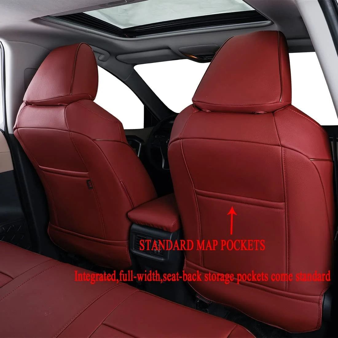Burgundy Leather Full Set Car Seat Covers B825