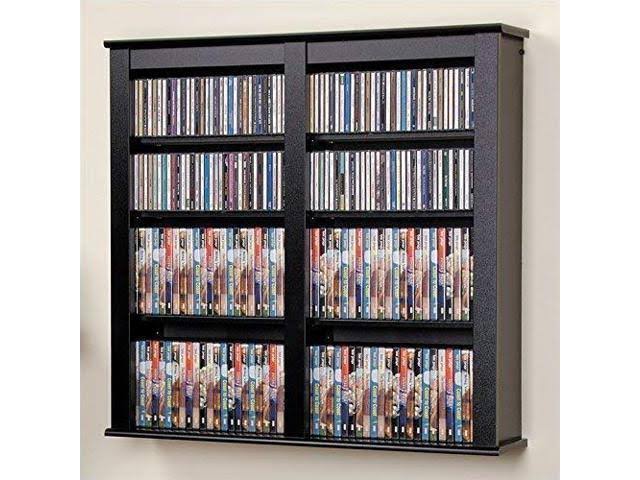 Black Double Floating Media Wall Storage Shelf M1803